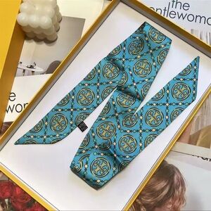 New Arrivals! Lux Fashion Turquoise and Gold Patterned Twilly